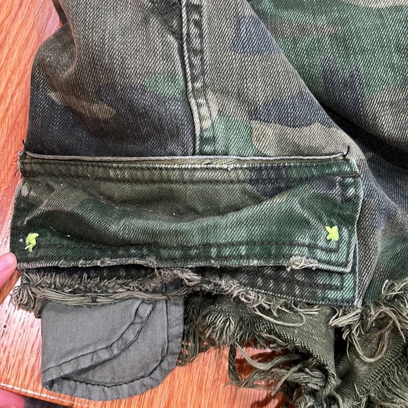 Green Camo Free People Denim Shorts - Picture 3 of 5